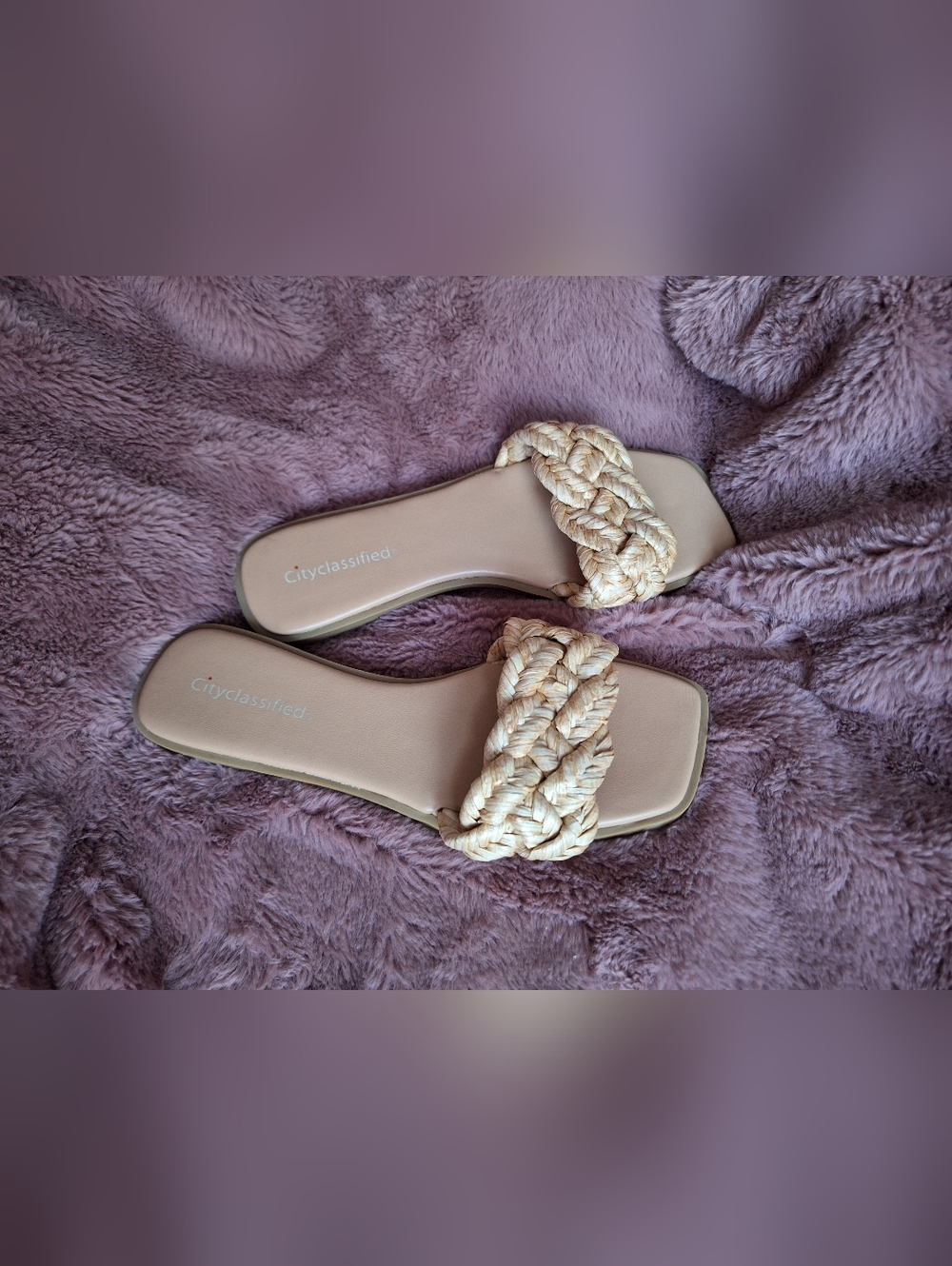 Cityclassified Women's Braided Slide Sandals in Cream